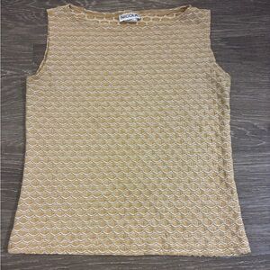 90’s NICOLA Gold Metallic Scallop Pattern Fitted Tank Top